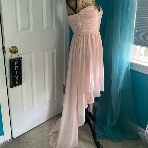 City Triangles Blush Strapless Chiffon High Low Dress Size 3 NWT - Picture 4 of 12